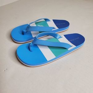 Hanna Andersson Striped Flip Flops Youth Size 4-5 Blue